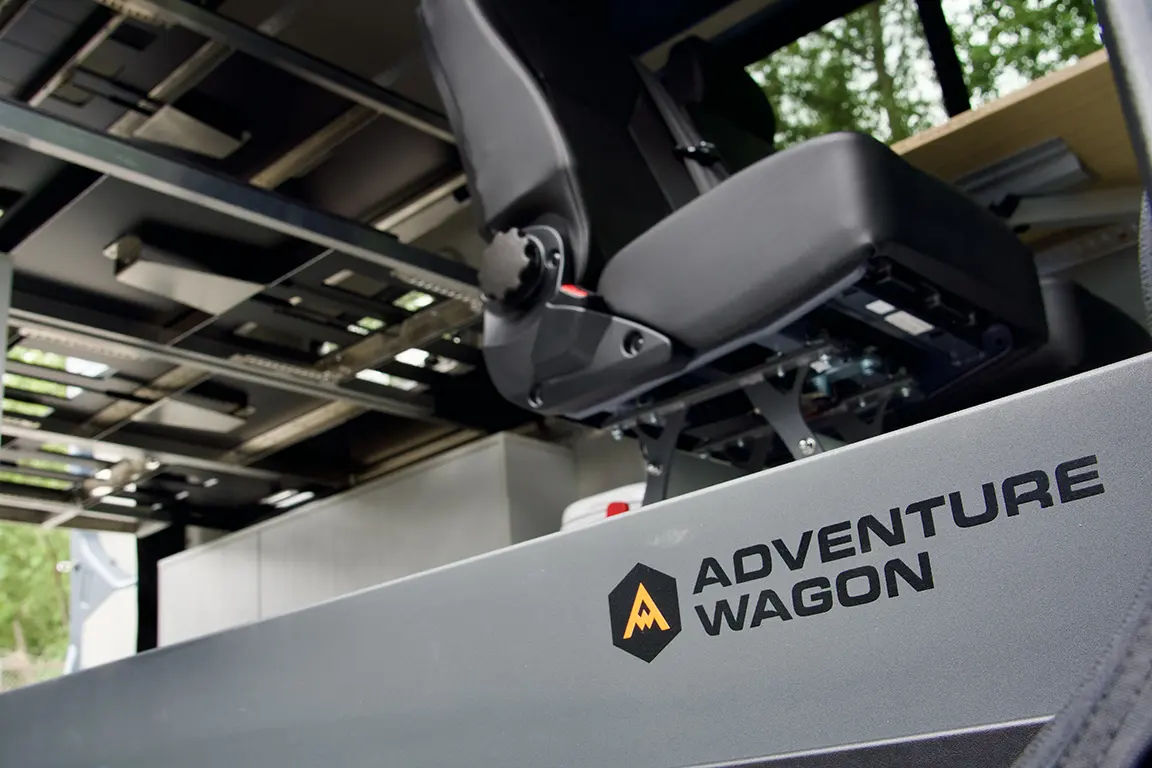 Van interior with Adventure Wagon branding